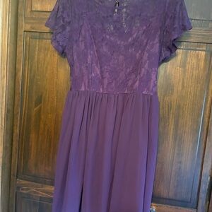 Purple Lace Bodice Chiffon Skirt Dress